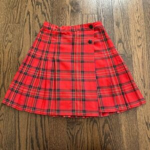 Tracy Evans Red Plaid Pleated Skirt Size 5 Vintage Schoolgirl Skater Mini Grunge